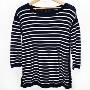 Talbots Boatneck Dark Blue/White Striped Tunic M